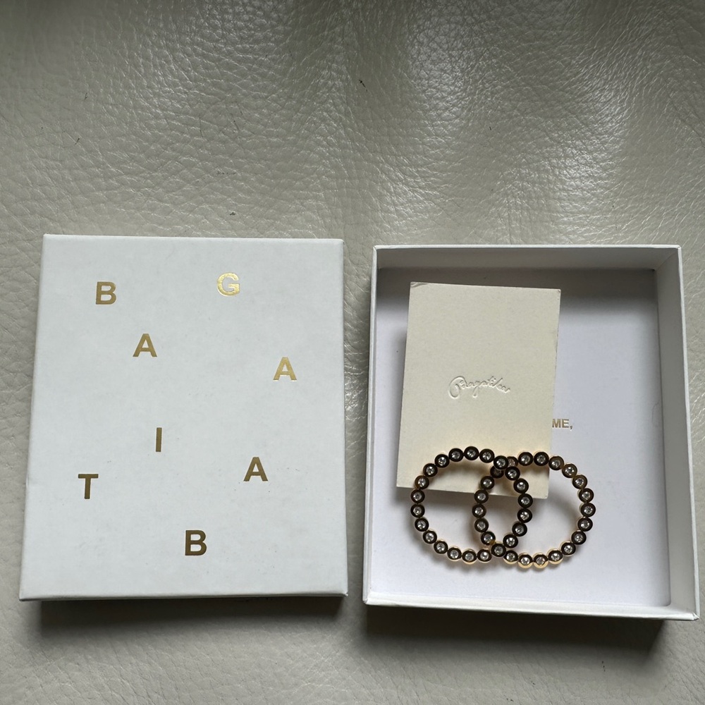 Bagatiba Gold Diamond Gold Plated Circle Stud Earrings